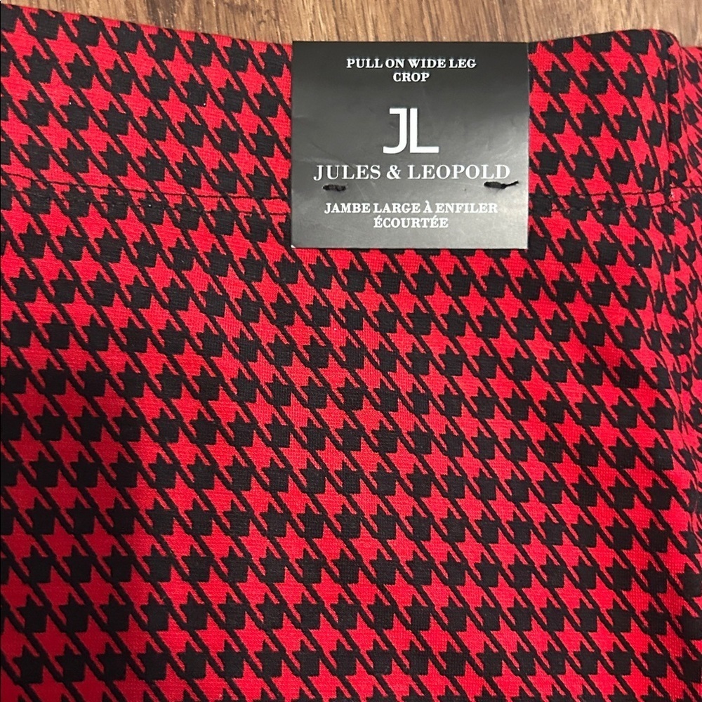 NWT Jules & Leopold Flattering Red Houndstooth Women’s Pants Culottes S Small - Picture 4 of 4